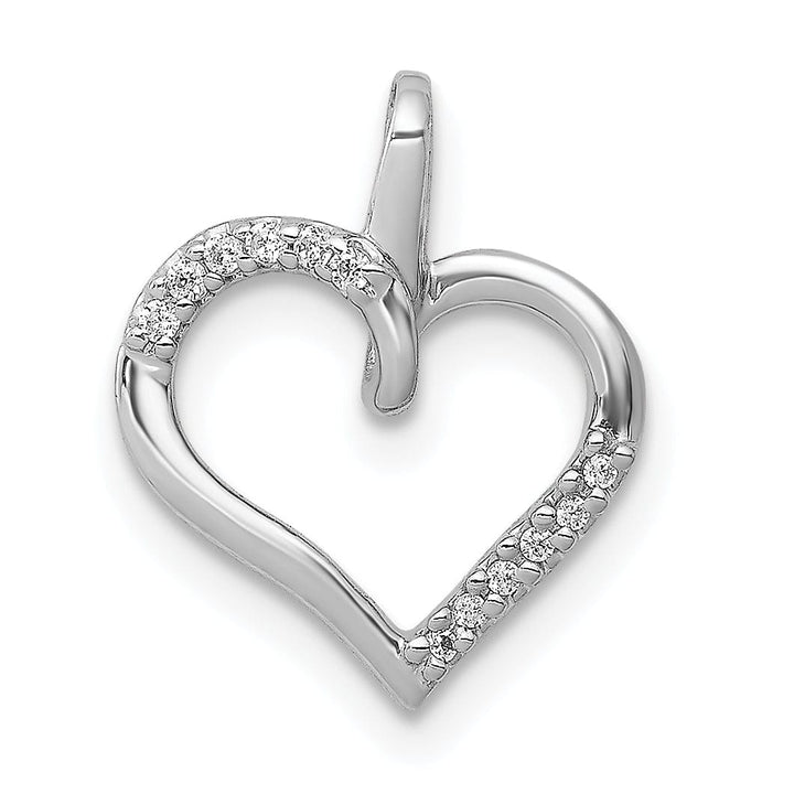 Lovely Rita's Pendants & Charms 14k White Gold Polished Finish Close Back 1/20 CT Diamond Modern Swirl Heart Design Charm Pendant