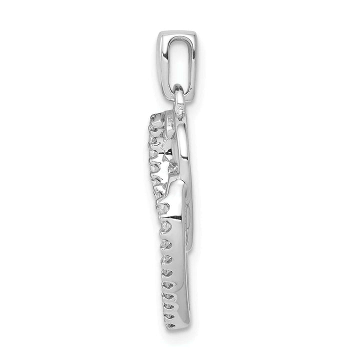 Lovely Rita's Pendants & Charms 14k White Gold  Polished Finish Closed Back 0.1-CT Diamond Two Entwined Hearts Design Charm Pendant