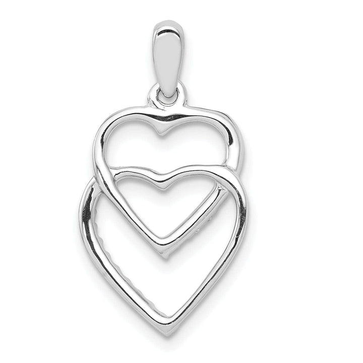 Lovely Rita's Pendants & Charms 14k White Gold  Polished Finish Closed Back 0.1-CT Diamond Two Entwined Hearts Design Charm Pendant