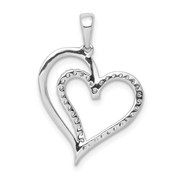 Lovely Rita's Pendants & Charms 14k White Gold Polished Finish Closed Back 0.105-CT Diamond Fancy Heart Design Charm Pendant