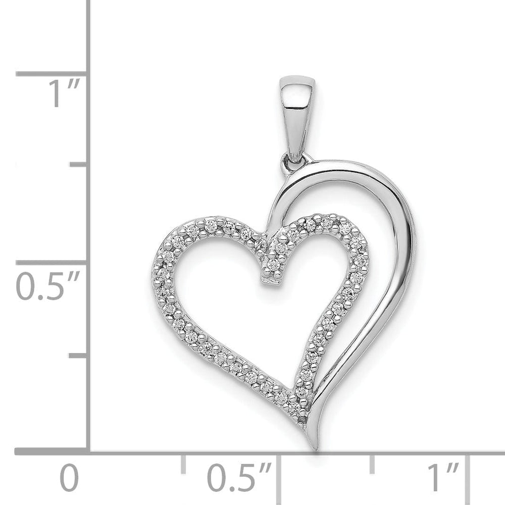 Lovely Rita's Pendants & Charms 14k White Gold Polished Finish Closed Back 0.105-CT Diamond Fancy Heart Design Charm Pendant