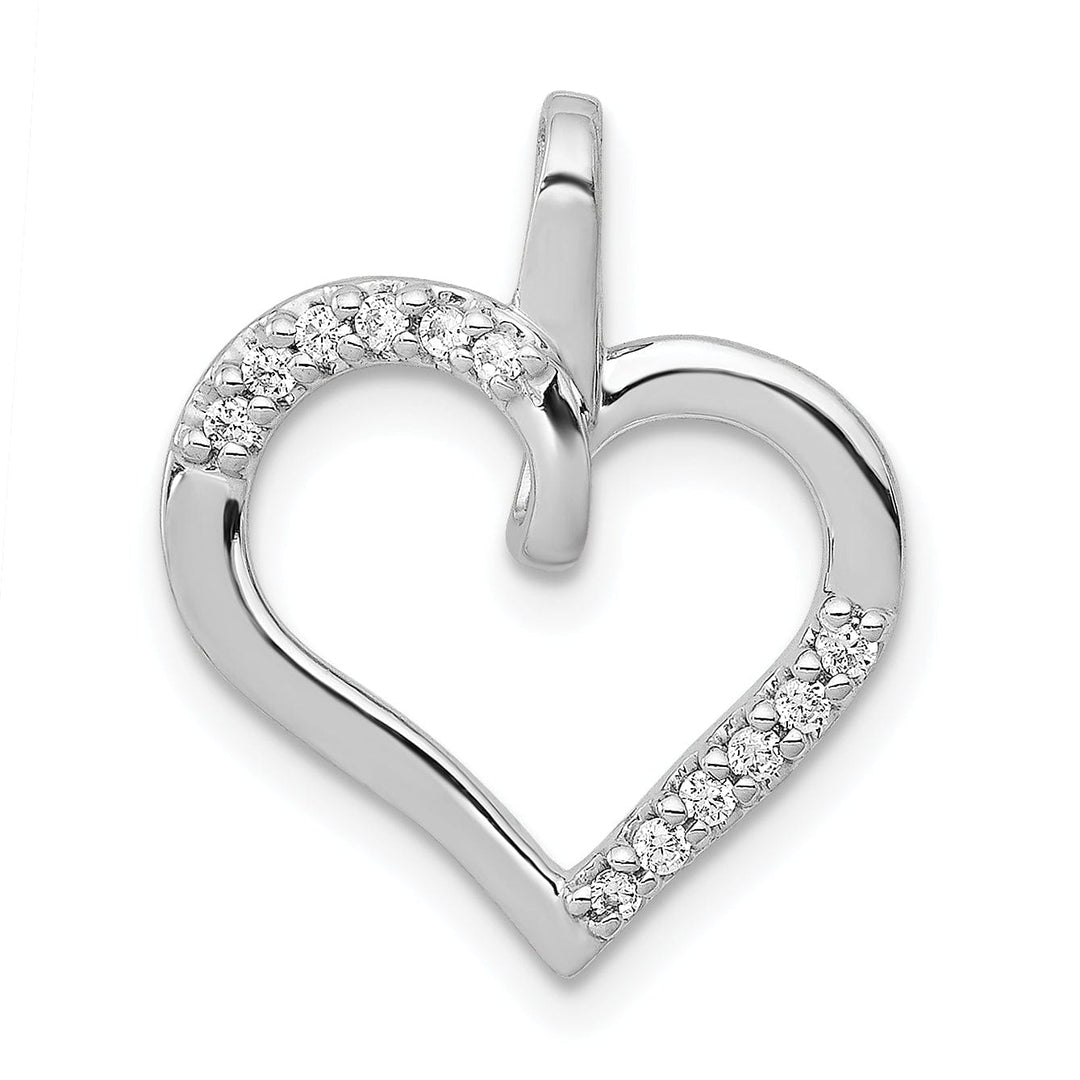 Lovely Rita's Pendants & Charms 14k White Gold Polished Finish Closed Back 1/10-CT Diamond Heart Design Charm Pendant