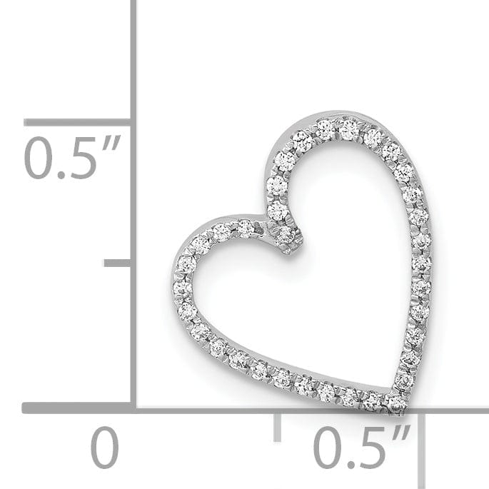 Lovely Rita's Pendants & Charms 14k White Gold Polished Finish Closed Back 1/10-CT Diamond Vintage Heart Fancy Design Chain Slide Pendant will not fit Omega Chain