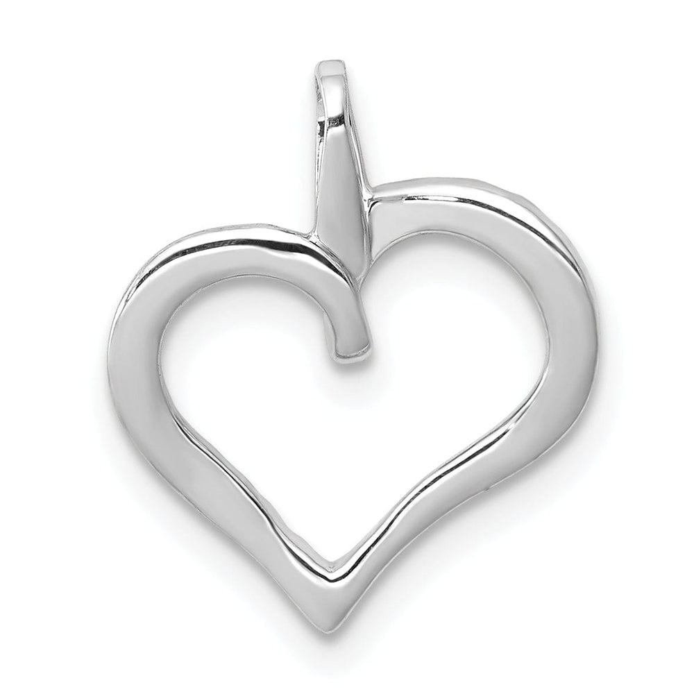 Lovely Rita's Pendants & Charms 14k White Gold Polished Finish Closed Back 1/15-CT Diamond Model Sleek Heart Design Charm Pendant