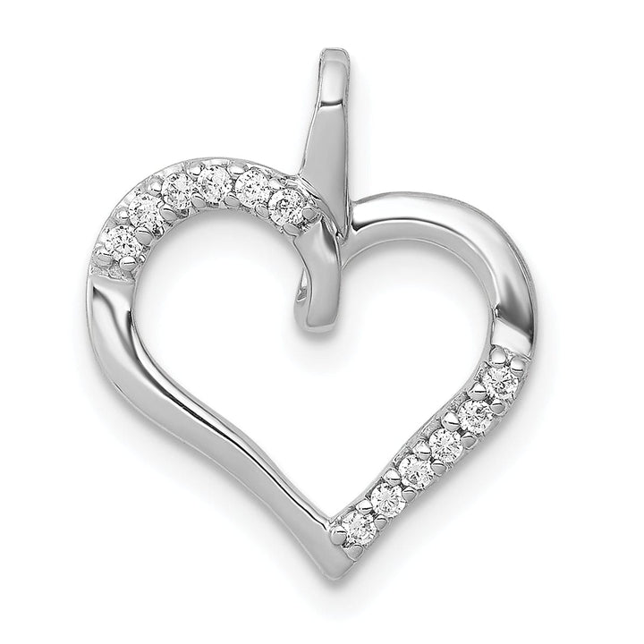 Lovely Rita's Pendants & Charms 14k White Gold Polished Finish Closed Back 1/15-CT Diamond Model Sleek Heart Design Charm Pendant