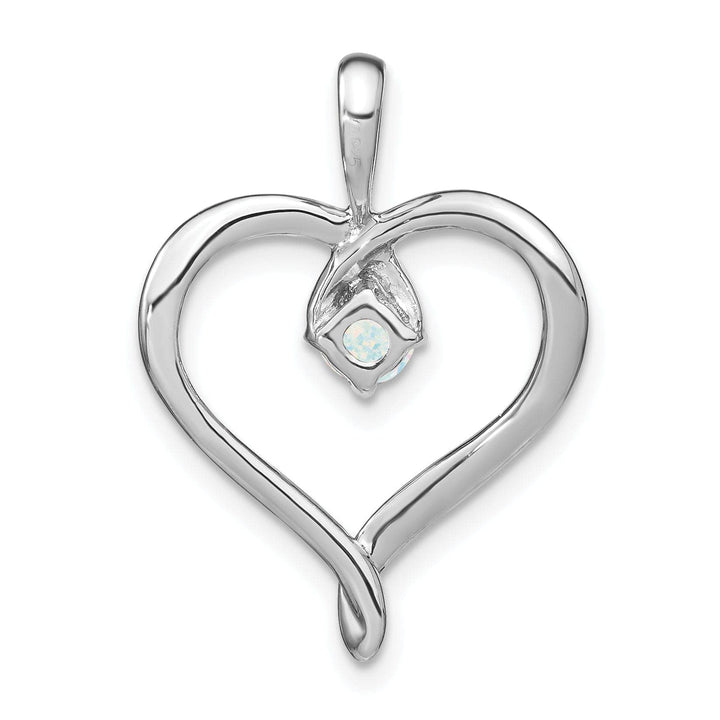 Lovely Rita's Pendants & Charms 14k White Gold Polished Finish Closed Back Lab Created 0.24-CT Opal Swirl Heart Design Charm Pendant