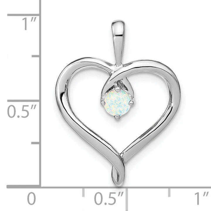 Lovely Rita's Pendants & Charms 14k White Gold Polished Finish Closed Back Lab Created 0.24-CT Opal Swirl Heart Design Charm Pendant