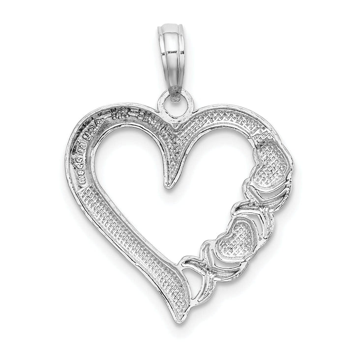 Lovely Rita's Pendants & Charms 14K White Gold Polished Finish Concave Shape Heart -X- in Heart Design Charm Pendant