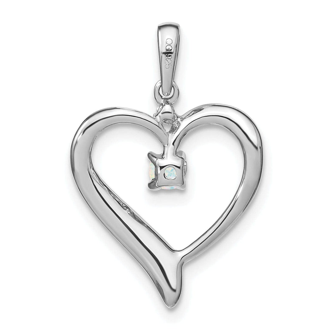 Lovely Rita's Pendants & Charms 14k White Gold Polished Finish Created 0.065-CT Opal and 0.01-CT Diamond Women's  Heart Design Charm Pendant