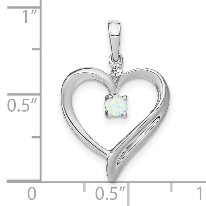 Lovely Rita's Pendants & Charms 14k White Gold Polished Finish Created 0.065-CT Opal and 0.01-CT Diamond Women's  Heart Design Charm Pendant