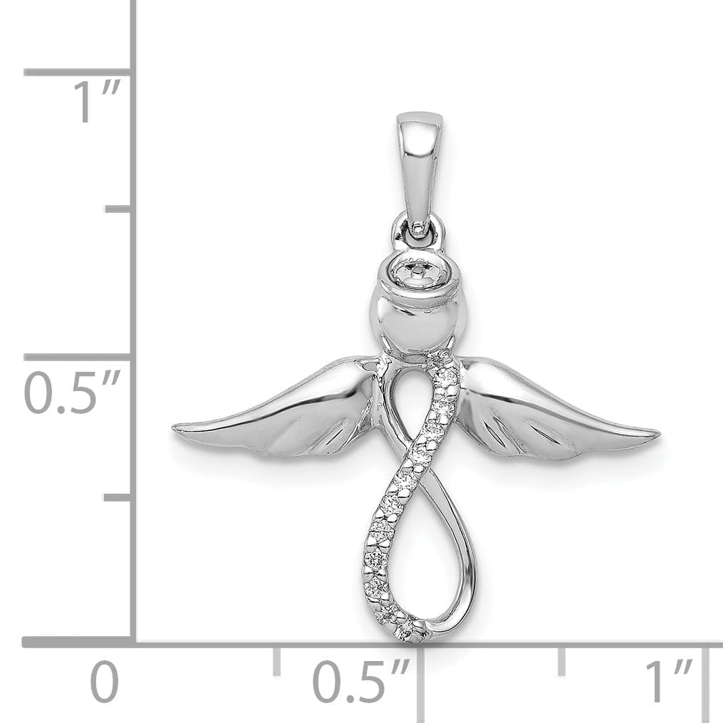 Lovely Rita's Pendants & Charms 14k White Gold Polished Finish Diamond 0.055-CT Infinity Angel Pendant