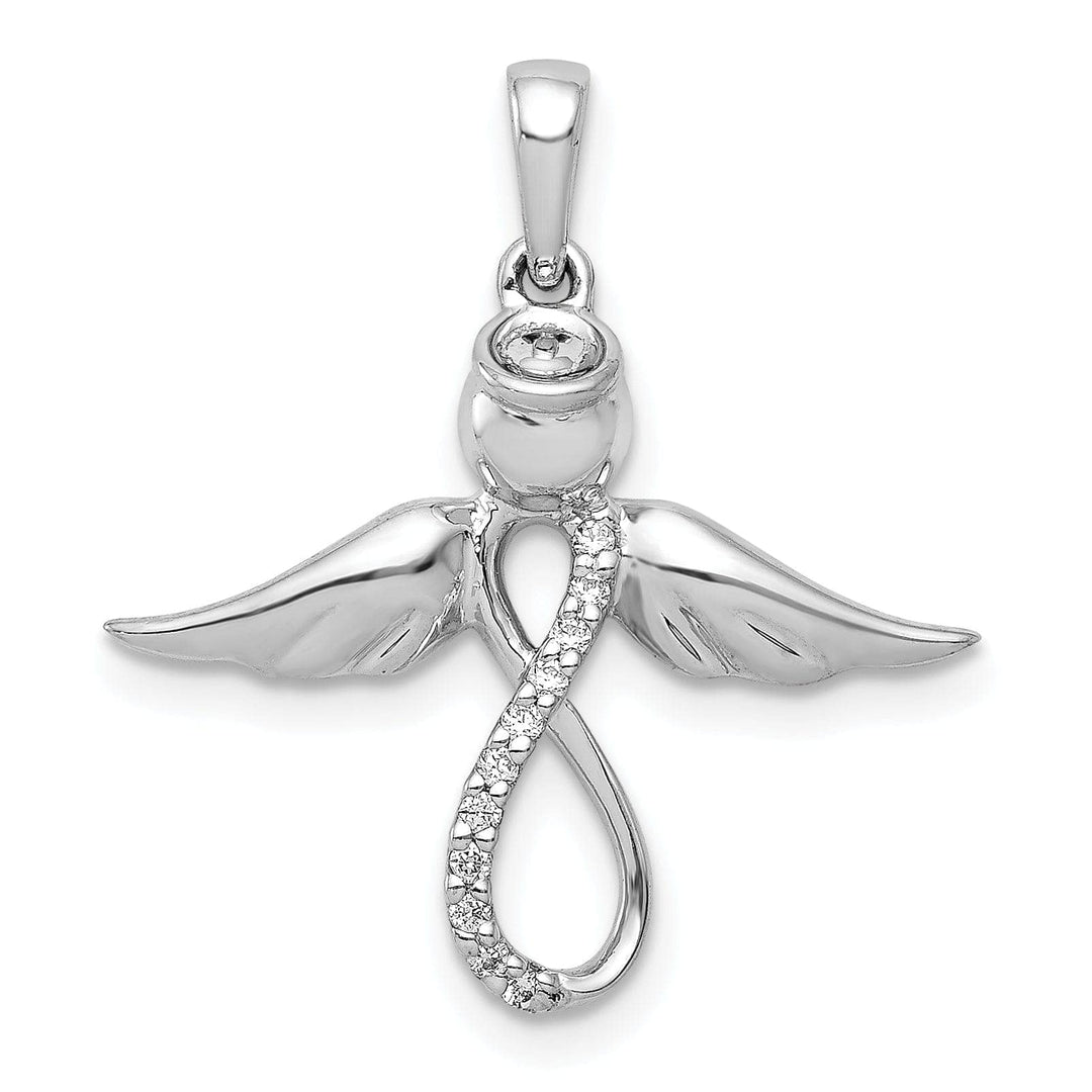 Lovely Rita's Pendants & Charms 14k White Gold Polished Finish Diamond 0.055-CT Infinity Angel Pendant