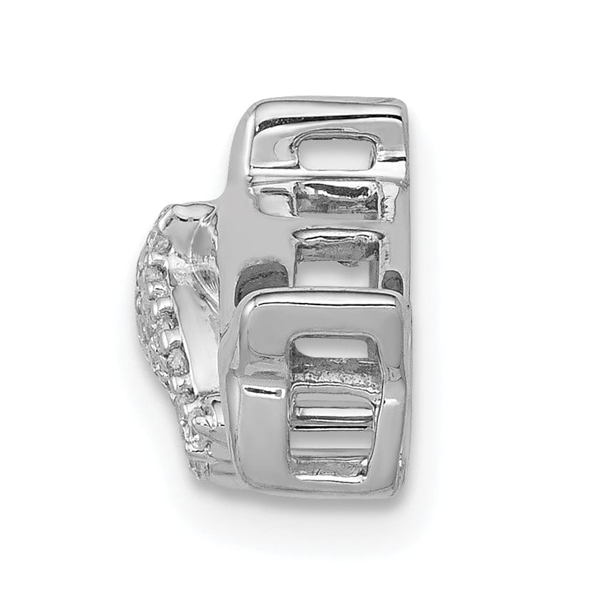 Lovely Rita's Pendants & Charms 14k White Gold Polished Finish Diamond Mother And Baby Dolphins Design Chain Slide Pendant