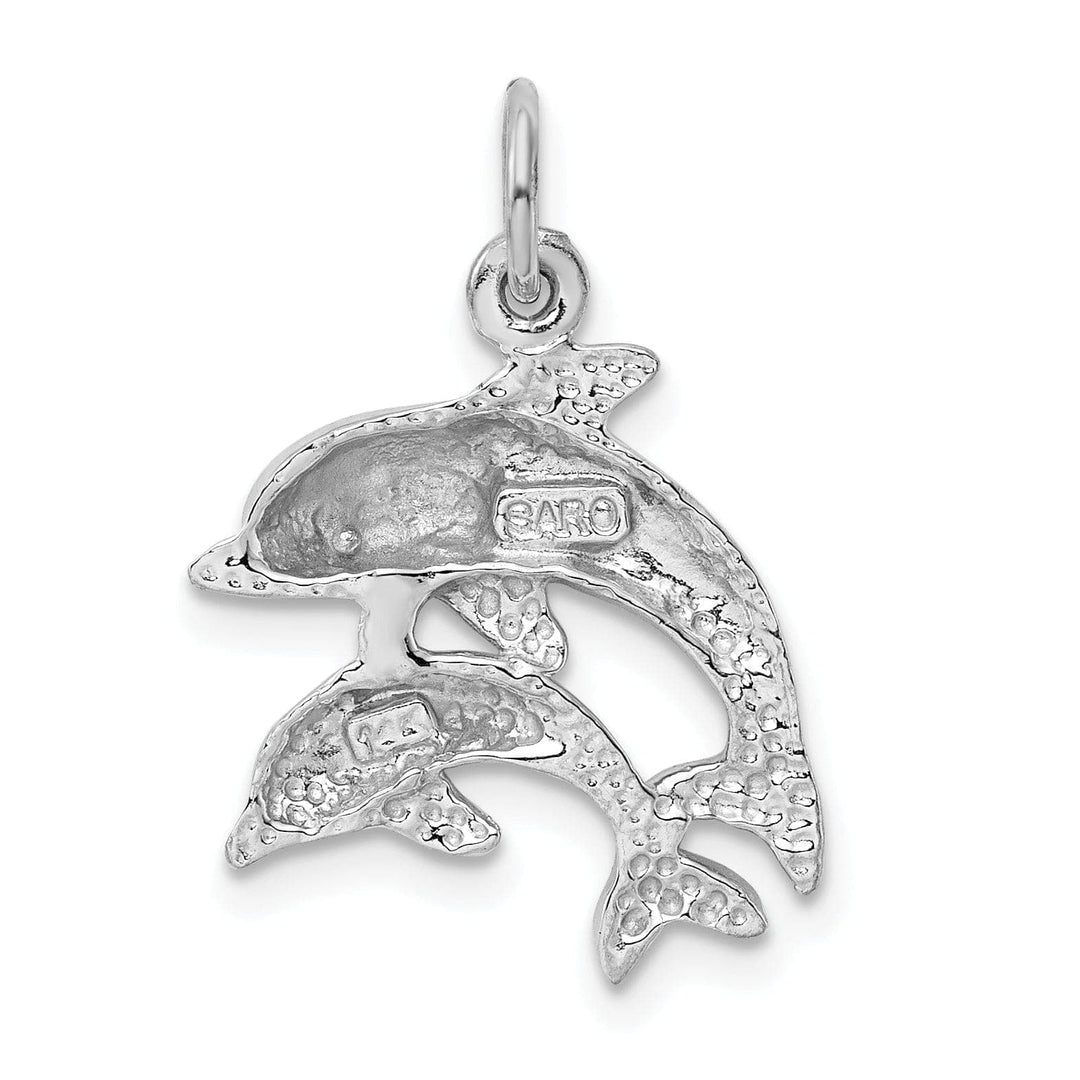 Lovely Rita's Pendants & Charms 14K White Gold Polished Finish Dolphin with Baby Design Charm Pendant