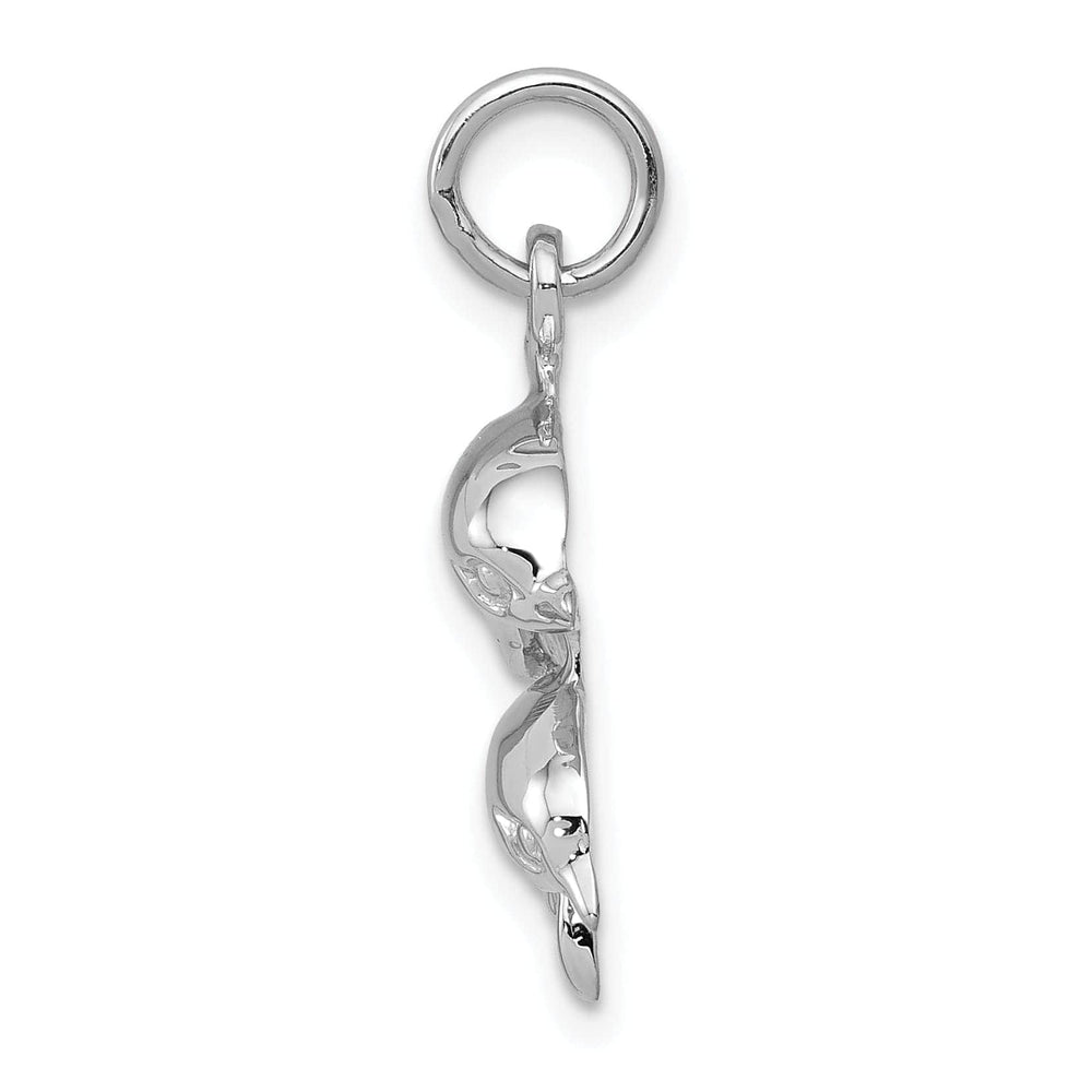 Lovely Rita's Pendants & Charms 14K White Gold Polished Finish Dolphin with Baby Design Charm Pendant