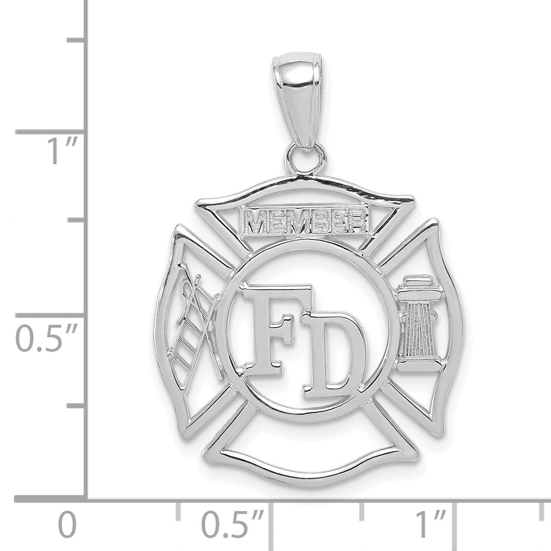Lovely Rita's Pendants & Charms 14k White Gold Polished Finish FD MEMBER in Shield Charm Pendant