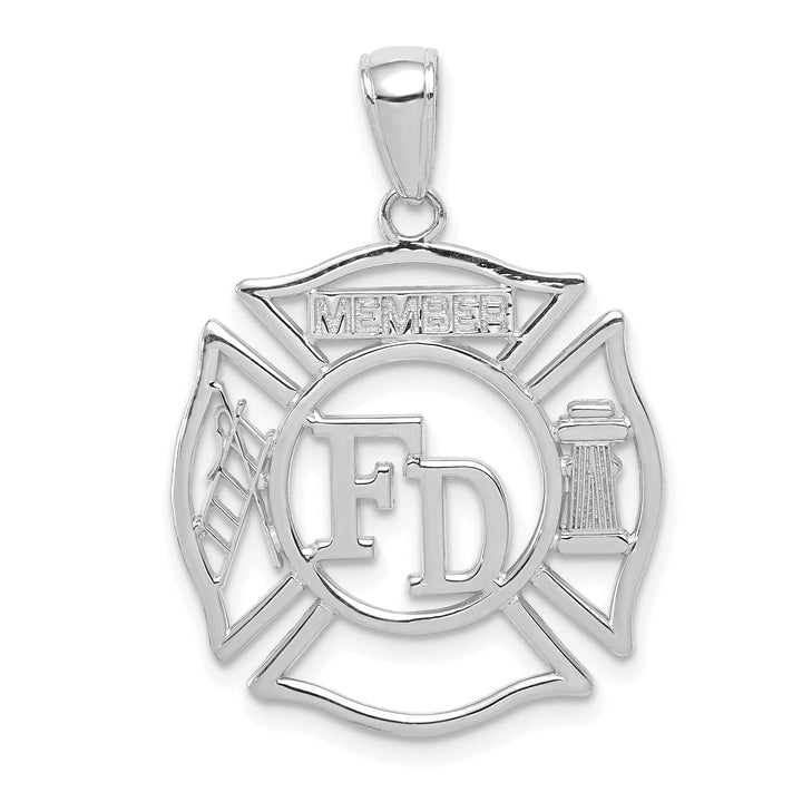 Lovely Rita's Pendants & Charms 14k White Gold Polished Finish FD MEMBER in Shield Charm Pendant
