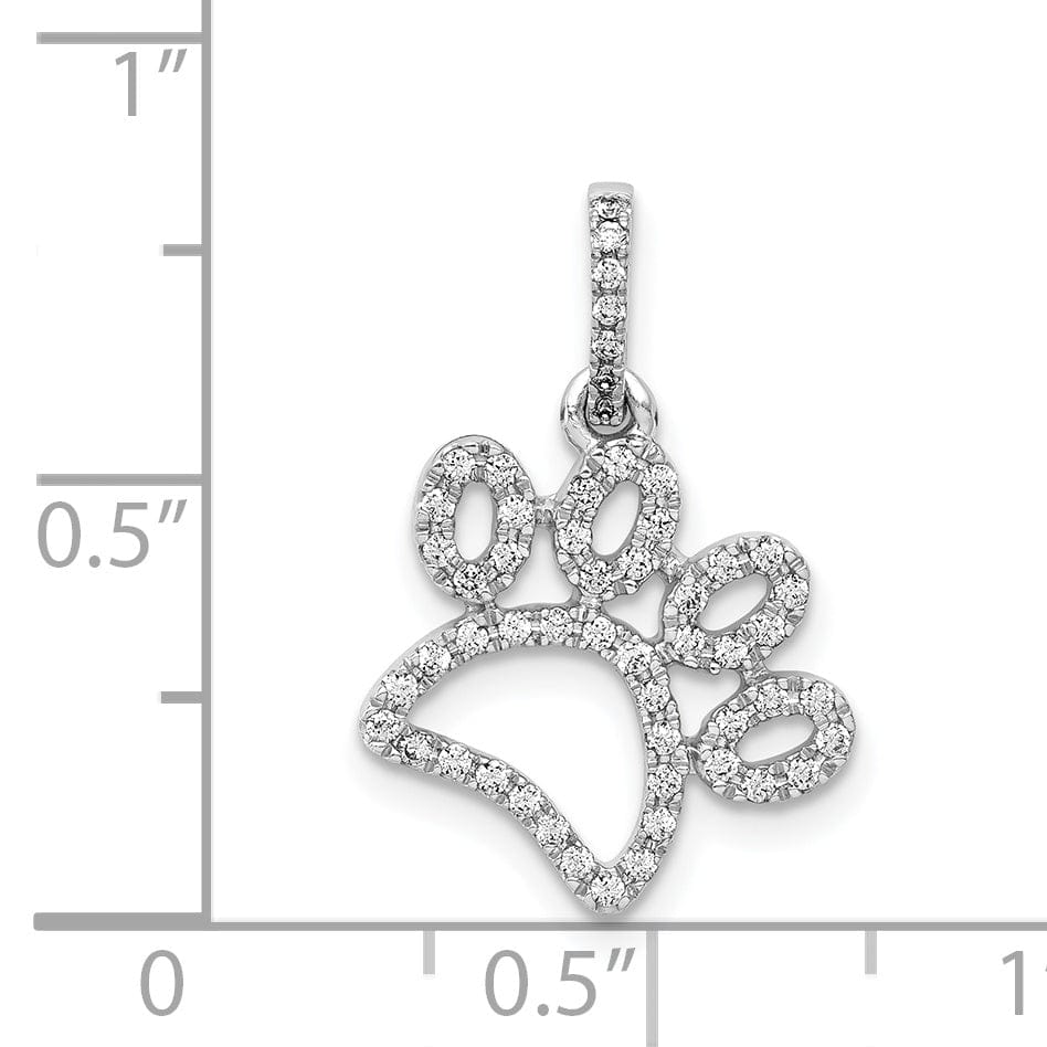 Lovely Rita's Pendants & Charms 14k White Gold Polished Finish Flat Back 1/4ct. Diamond Paw Print Charm Pendant