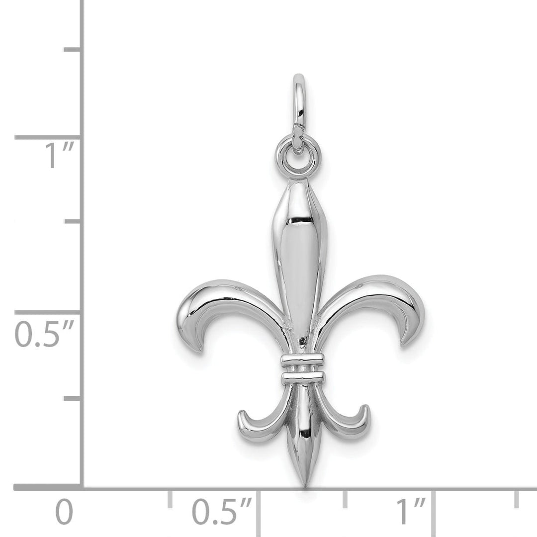 Lovely Rita's Pendants & Charms 14K White Gold Polished Finish Hollow Concave Shape Mens Fleur-de-Lis Design Charm Pendant