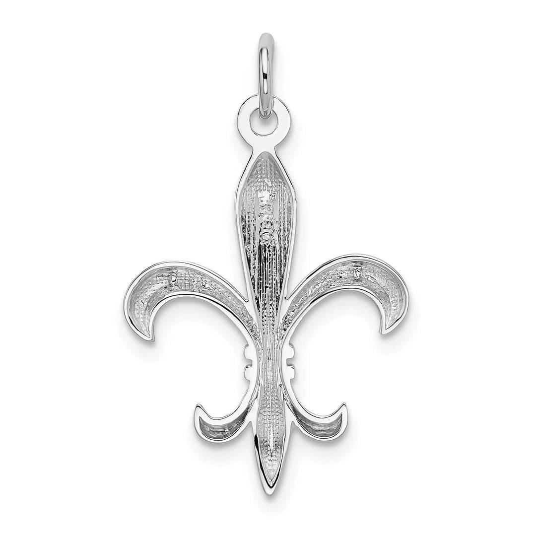 Lovely Rita's Pendants & Charms 14K White Gold Polished Finish Hollow Concave Shape Mens Fleur-de-Lis Design Charm Pendant