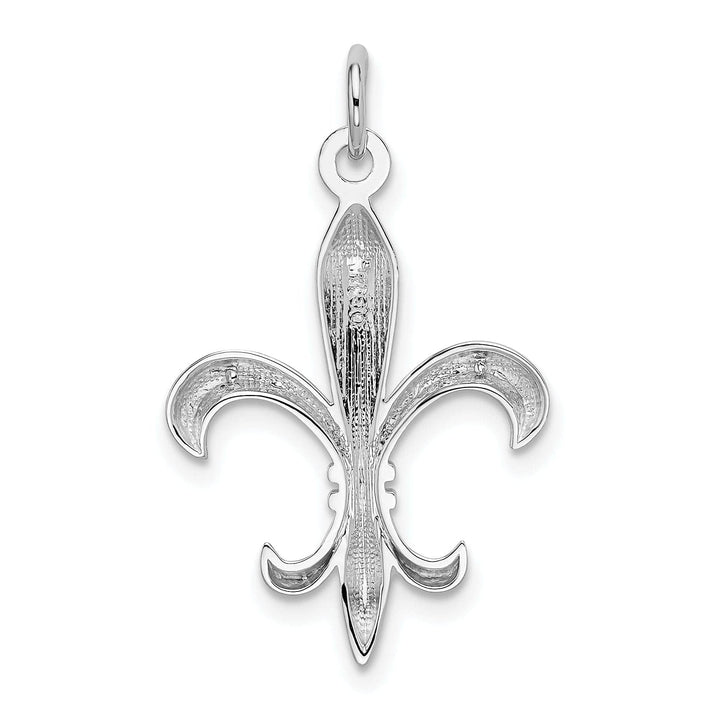 Lovely Rita's Pendants & Charms 14K White Gold Polished Finish Hollow Concave Shape Mens Fleur-de-Lis Design Charm Pendant