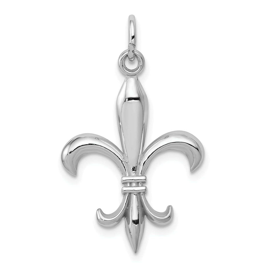Lovely Rita's Pendants & Charms 14K White Gold Polished Finish Hollow Concave Shape Mens Fleur-de-Lis Design Charm Pendant