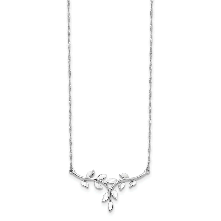 Lovely Rita's Pendants & Charms 14K White Gold Polished Finish Leaf Shape Design Pendant in a 17-inch Singapore Chain Necklace Set