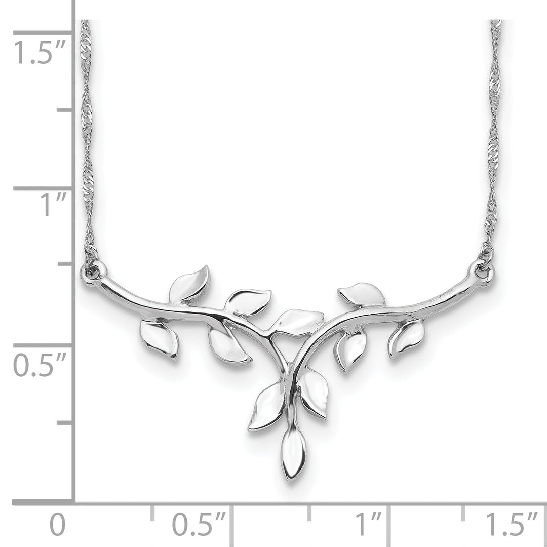 Lovely Rita's Pendants & Charms 14K White Gold Polished Finish Leaf Shape Design Pendant in a 17-inch Singapore Chain Necklace Set