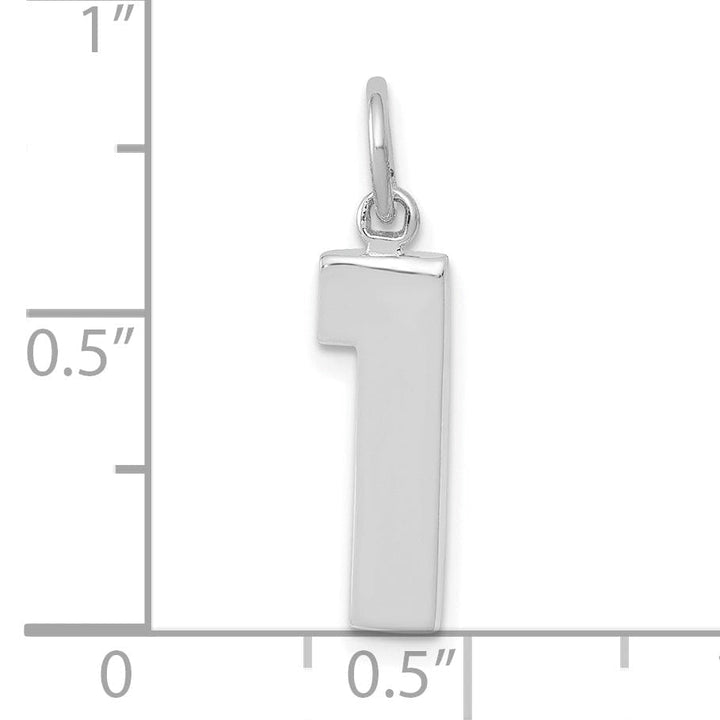 Lovely Rita's Pendants & Charms 14k White Gold Polished Finish Medium Size Number 1 Charm Pendant