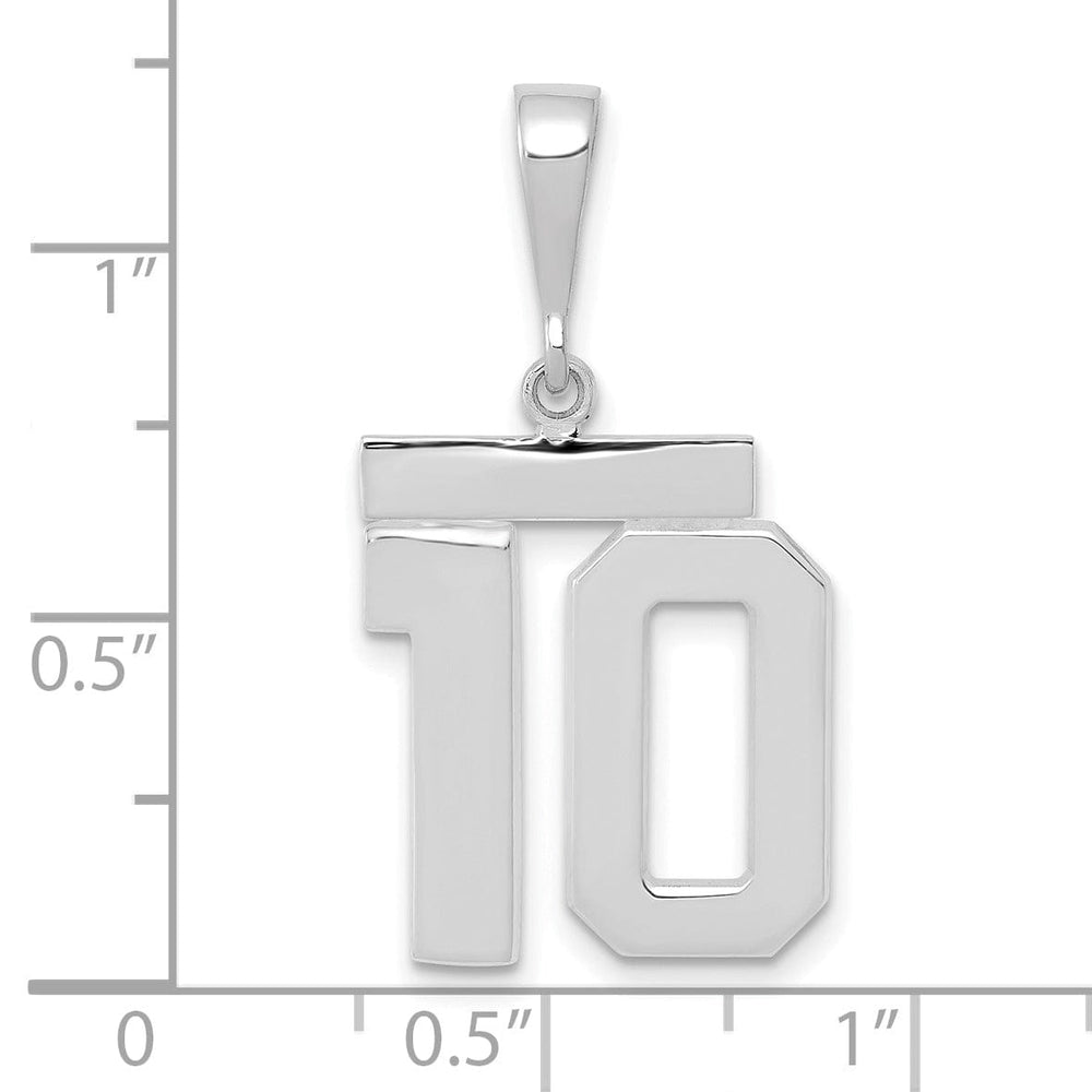 Lovely Rita's Pendants & Charms 14k White Gold Polished Finish Medium Size Number 10 Charm Pendant