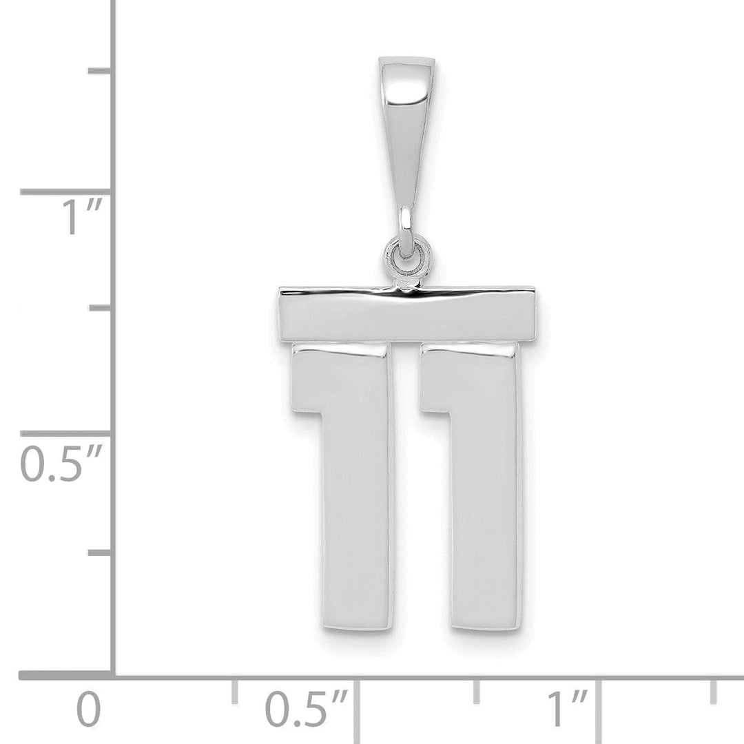 Lovely Rita's Pendants & Charms 14k White Gold Polished Finish Medium Size Number 11 Charm Pendant