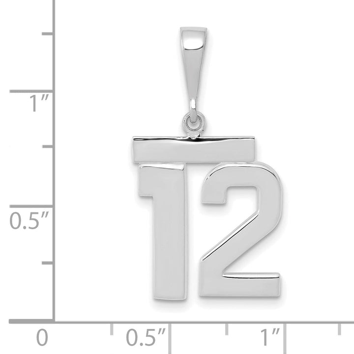 Lovely Rita's Pendants & Charms 14k White Gold Polished Finish Medium Size Number 12 Charm Pendant
