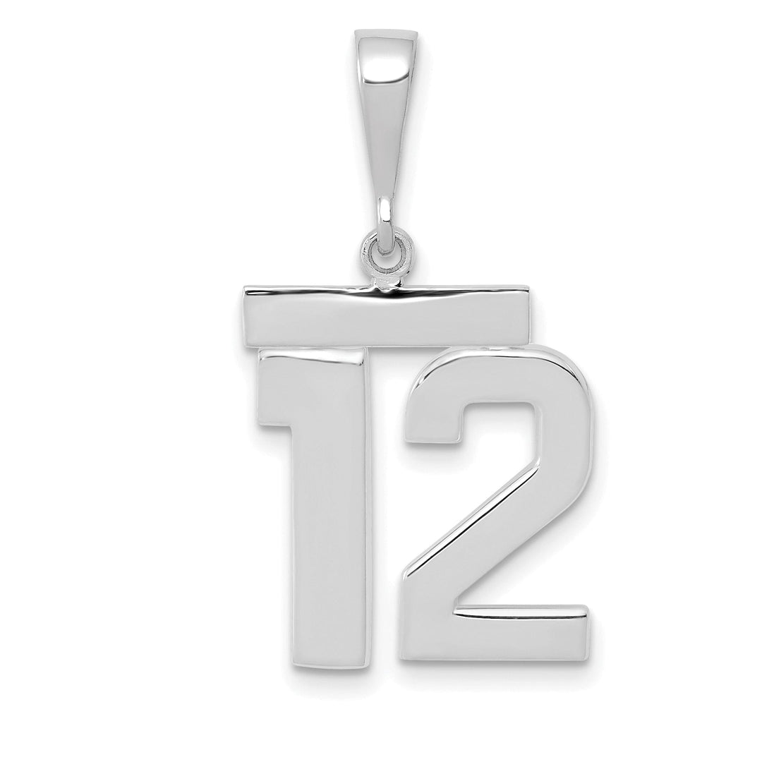 Lovely Rita's Pendants & Charms 14k White Gold Polished Finish Medium Size Number 12 Charm Pendant