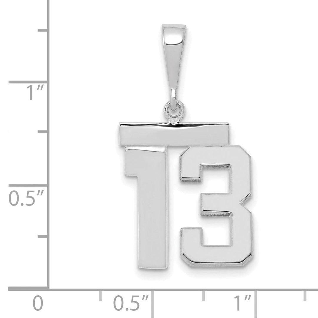 Lovely Rita's Pendants & Charms 14k White Gold Polished Finish Medium Size Number 13 Charm Pendant