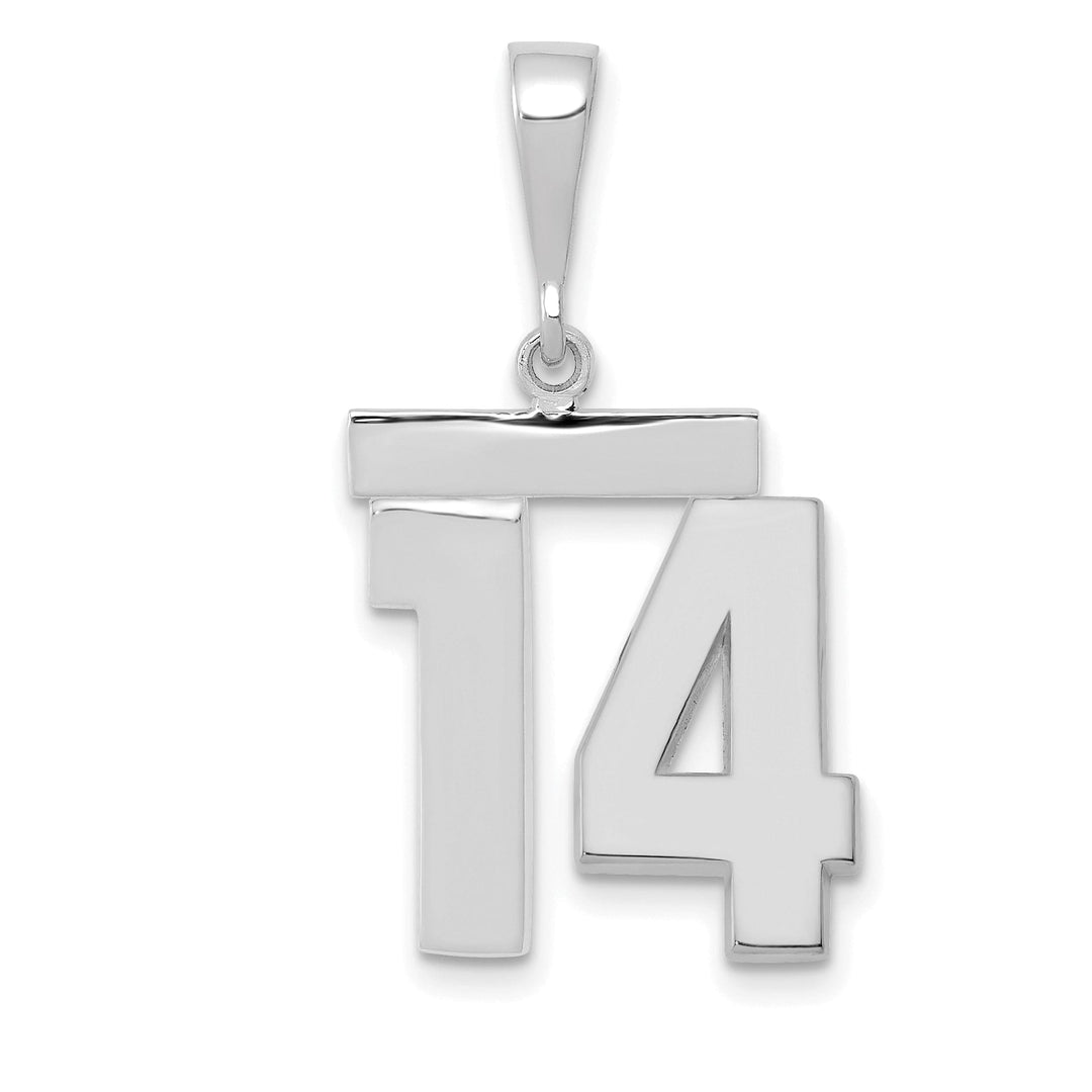 Lovely Rita's Pendants & Charms 14k White Gold Polished Finish Medium Size Number 14 Charm Pendant