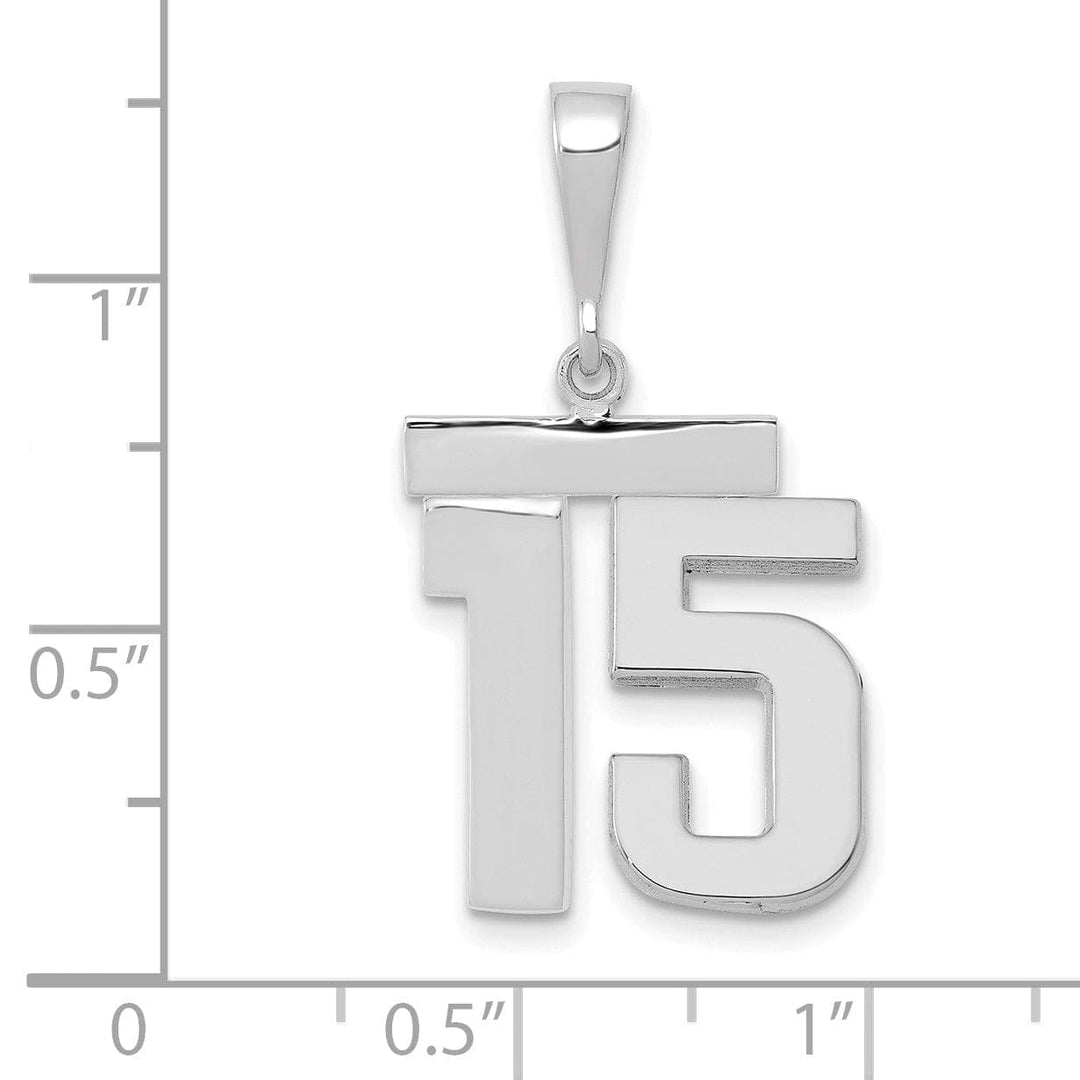Lovely Rita's Pendants & Charms 14k White Gold Polished Finish Medium Size Number 15 Charm Pendant