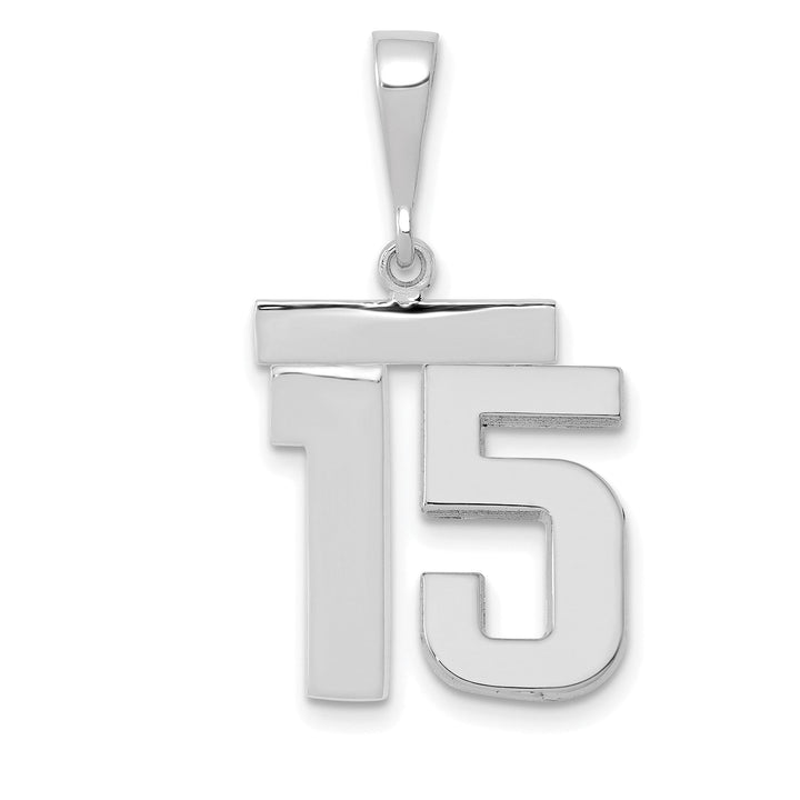 Lovely Rita's Pendants & Charms 14k White Gold Polished Finish Medium Size Number 15 Charm Pendant