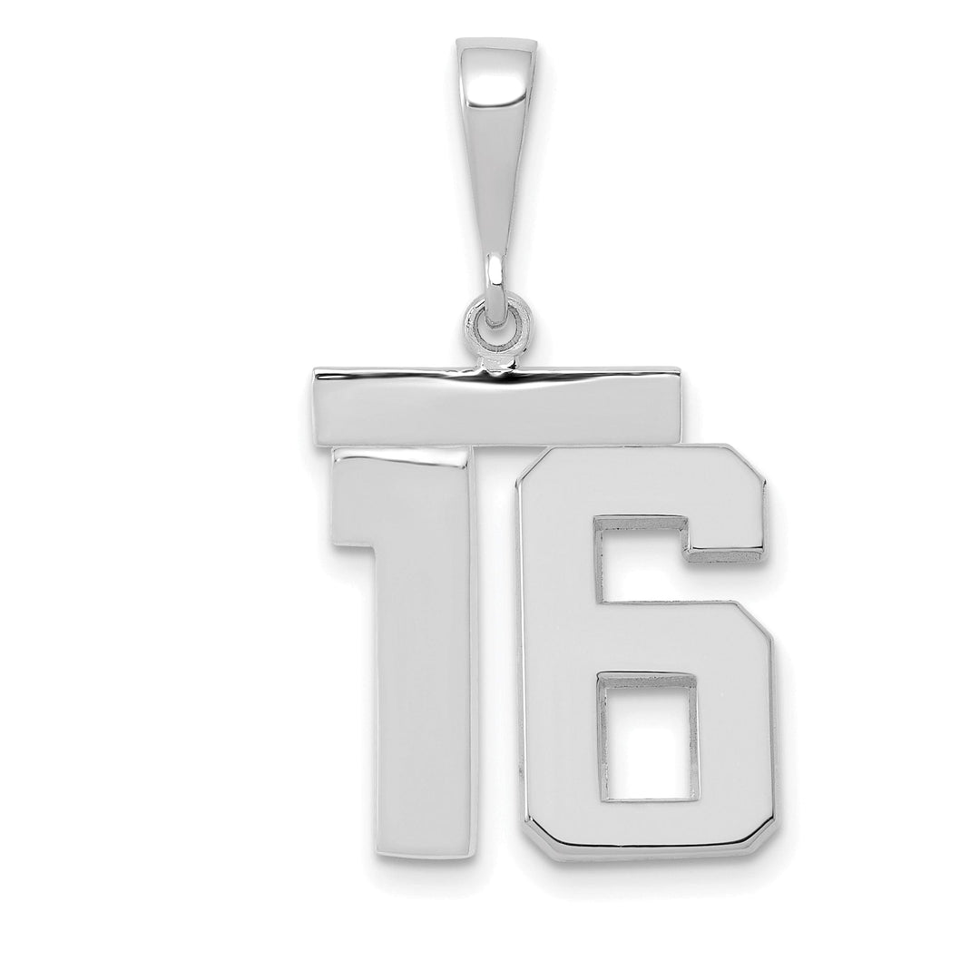 Lovely Rita's Pendants & Charms 14k White Gold Polished Finish Medium Size Number 16 Charm Pendant