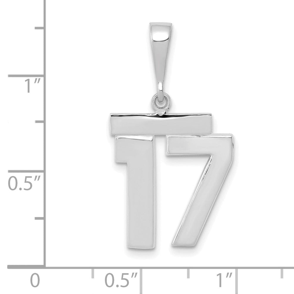 Lovely Rita's Pendants & Charms 14k White Gold Polished Finish Medium Size Number 17 Charm Pendant