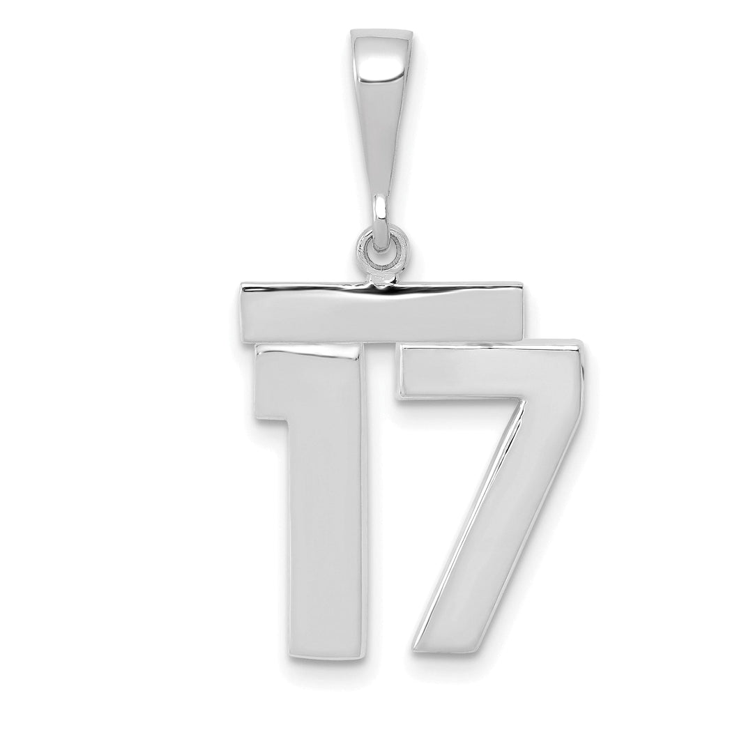 Lovely Rita's Pendants & Charms 14k White Gold Polished Finish Medium Size Number 17 Charm Pendant