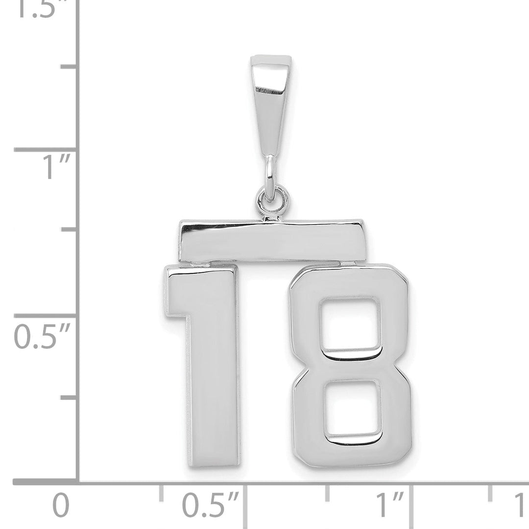 Lovely Rita's Pendants & Charms 14k White Gold Polished Finish Medium Size Number 18 Charm Pendant