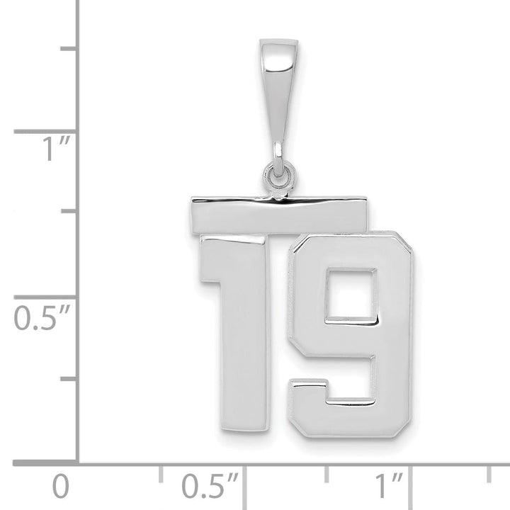 Lovely Rita's Pendants & Charms 14k White Gold Polished Finish Medium Size Number 19 Charm Pendant