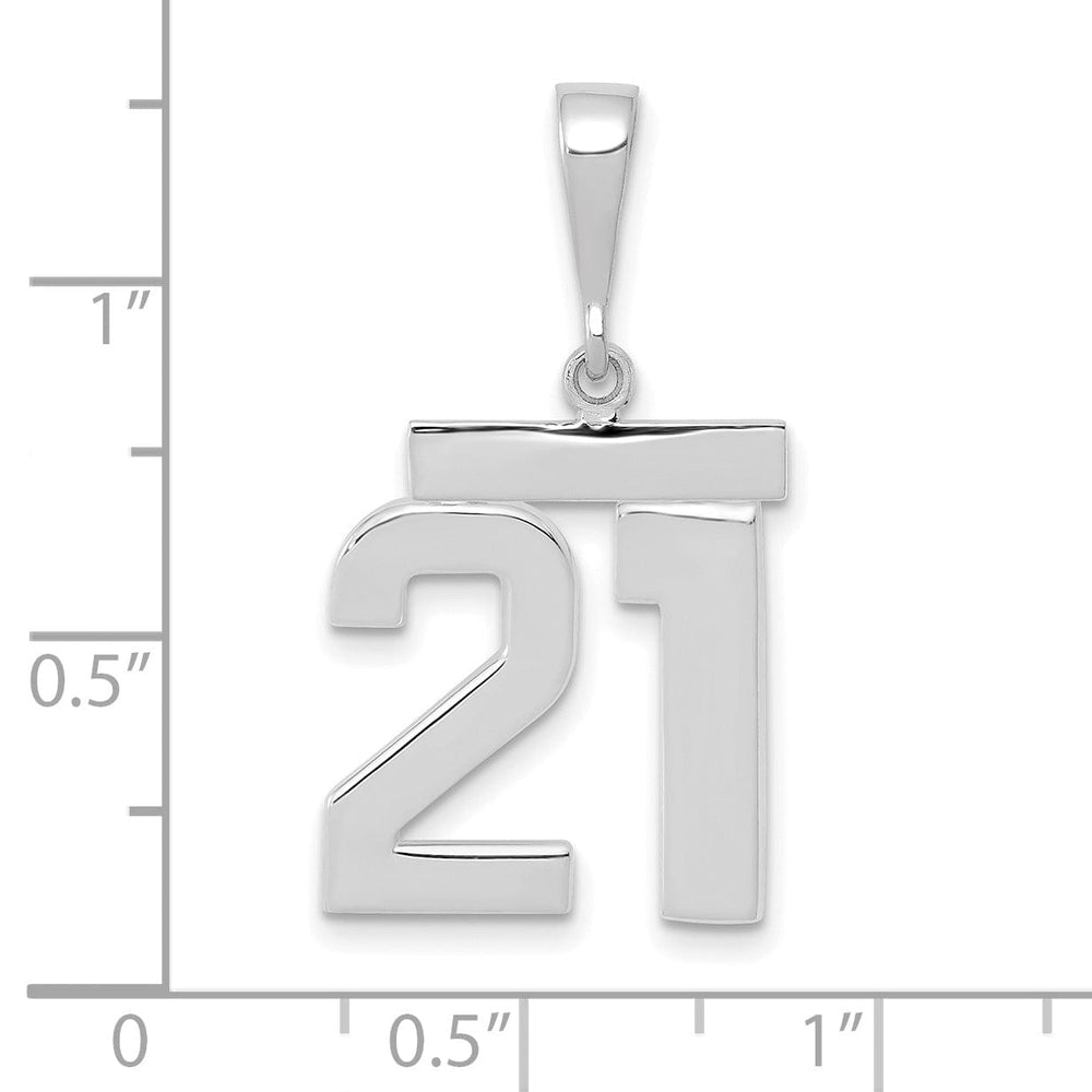 Lovely Rita's Pendants & Charms 14k White Gold Polished Finish Medium Size Number 21 Charm Pendant