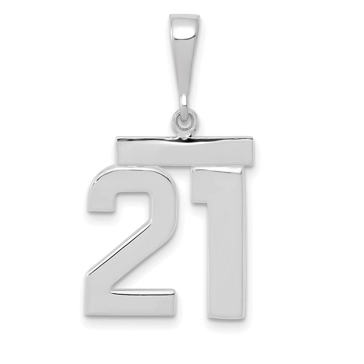 Lovely Rita's Pendants & Charms 14k White Gold Polished Finish Medium Size Number 21 Charm Pendant