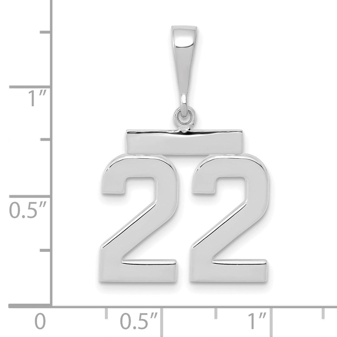 Lovely Rita's Pendants & Charms 14k White Gold Polished Finish Medium Size Number 22 Charm Pendant