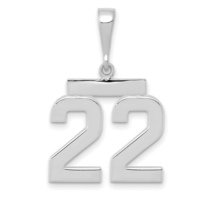 Lovely Rita's Pendants & Charms 14k White Gold Polished Finish Medium Size Number 22 Charm Pendant