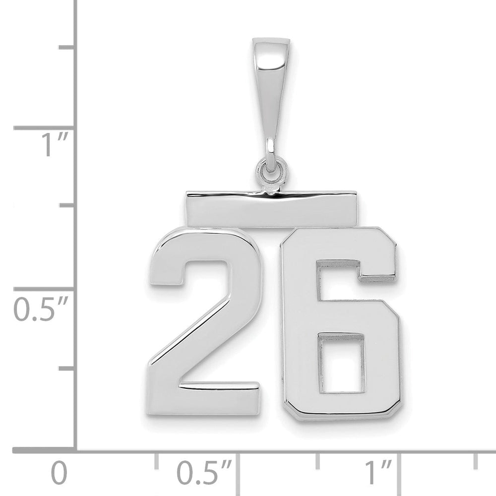 Lovely Rita's Pendants & Charms 14k White Gold Polished Finish Medium Size Number 26 Charm Pendant