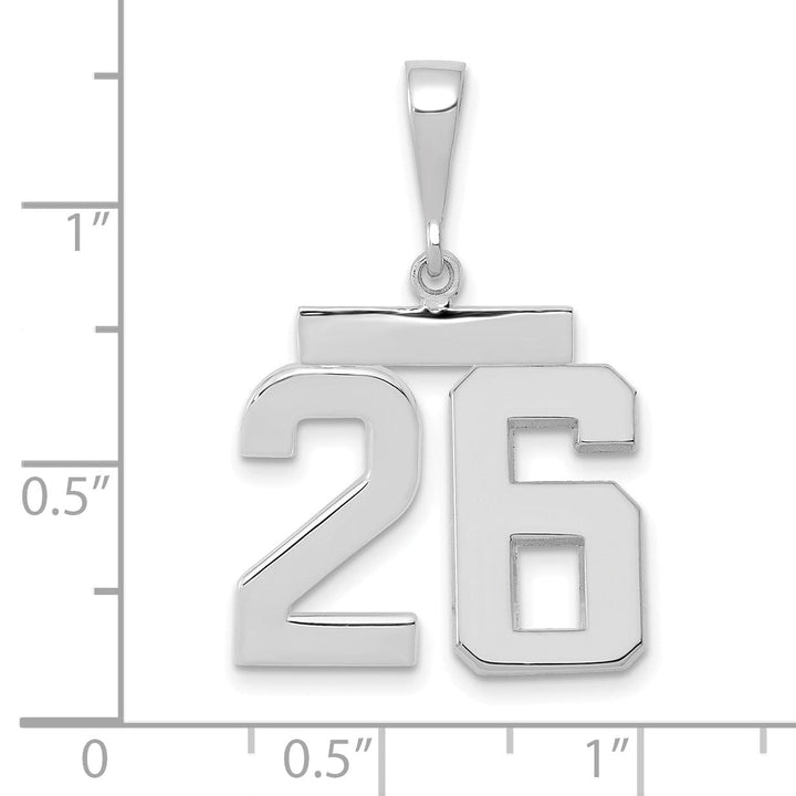 Lovely Rita's Pendants & Charms 14k White Gold Polished Finish Medium Size Number 26 Charm Pendant