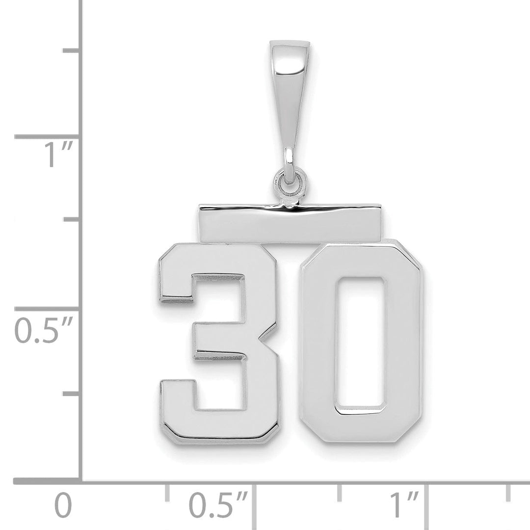 Lovely Rita's Pendants & Charms 14k White Gold Polished Finish Medium Size Number 30 Charm Pendant