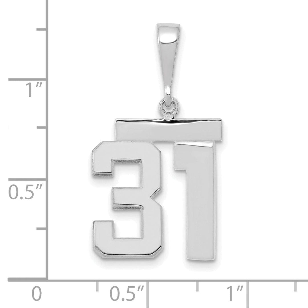 Lovely Rita's Pendants & Charms 14k White Gold Polished Finish Medium Size Number 31 Charm Pendant
